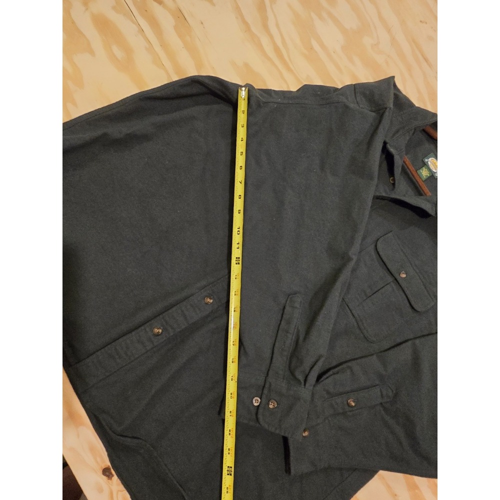 Cabela's Men's 3XLT Big & Tall Dark Green Flannel Cotton Button-Up Shirt Pockets - Picture 6 of 8